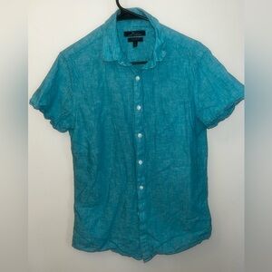 Marc Anthony Teal Short-Sleeve Button-Down Shirt